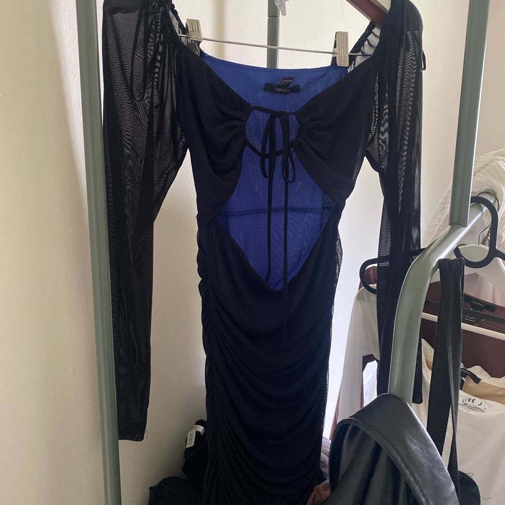 Mesh cut-out mini dress